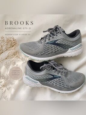 Brooks Adrenaline GTS 21 women’s running shoes gray wide D9,5 stability sneakers